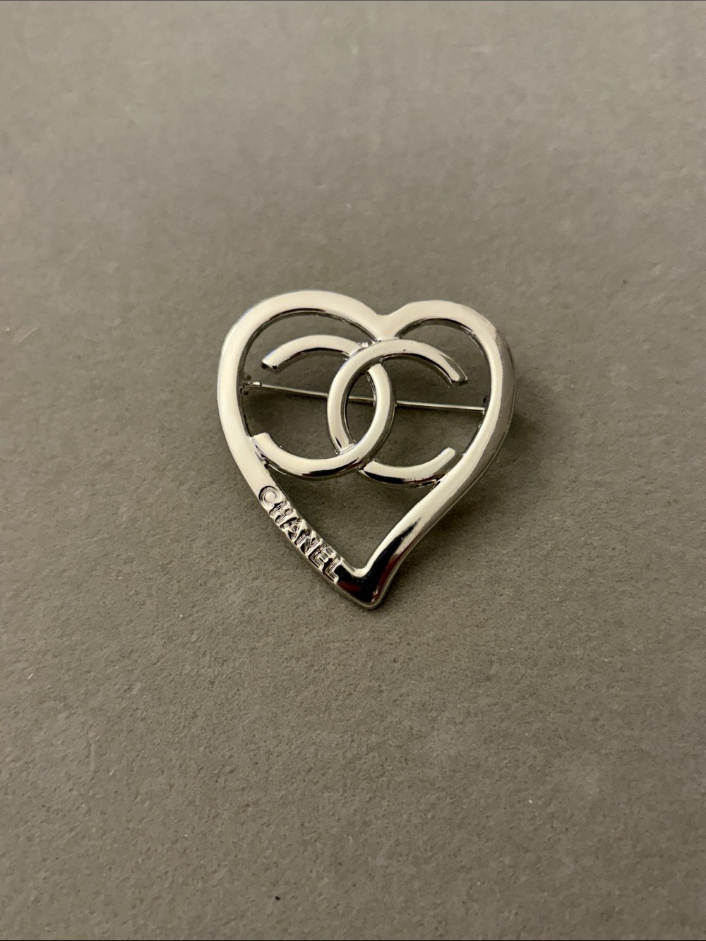 Silver Heart Logo Brooch